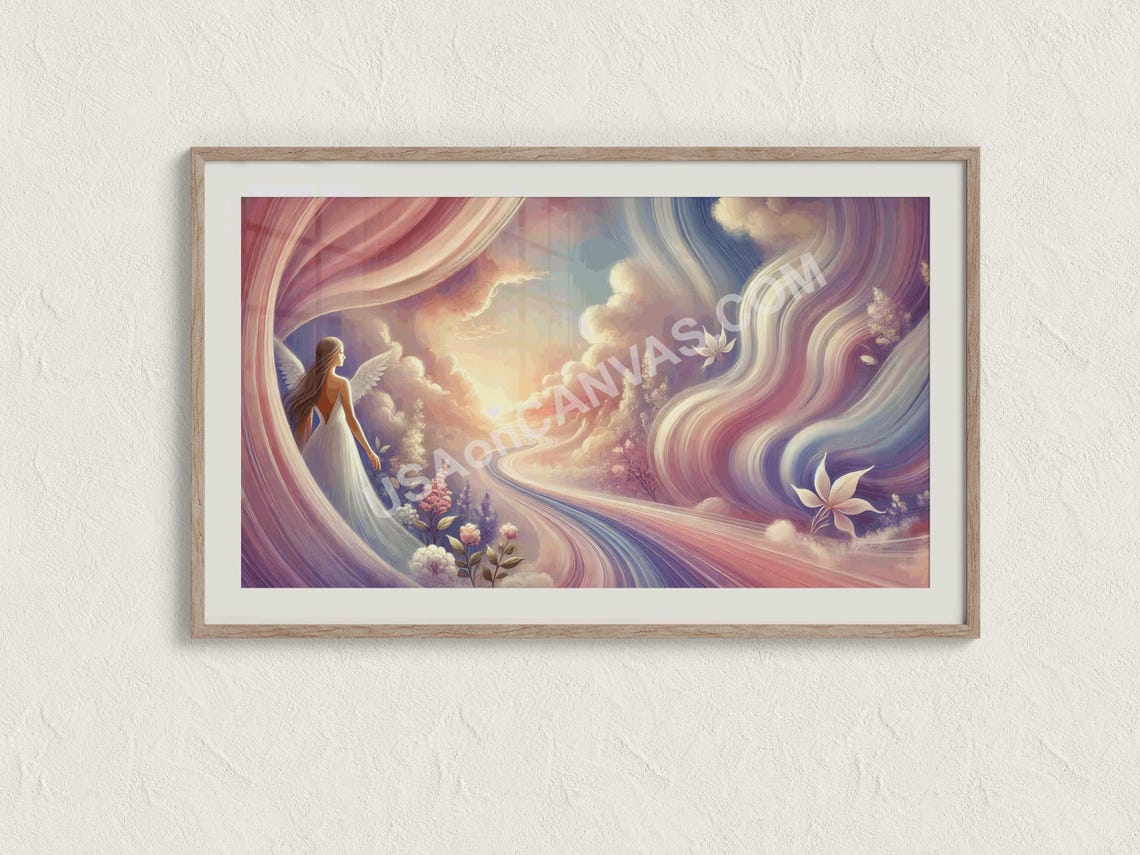 Angel In A Dreamy Pastel Cloud Landscape Spiritual Art Poster
