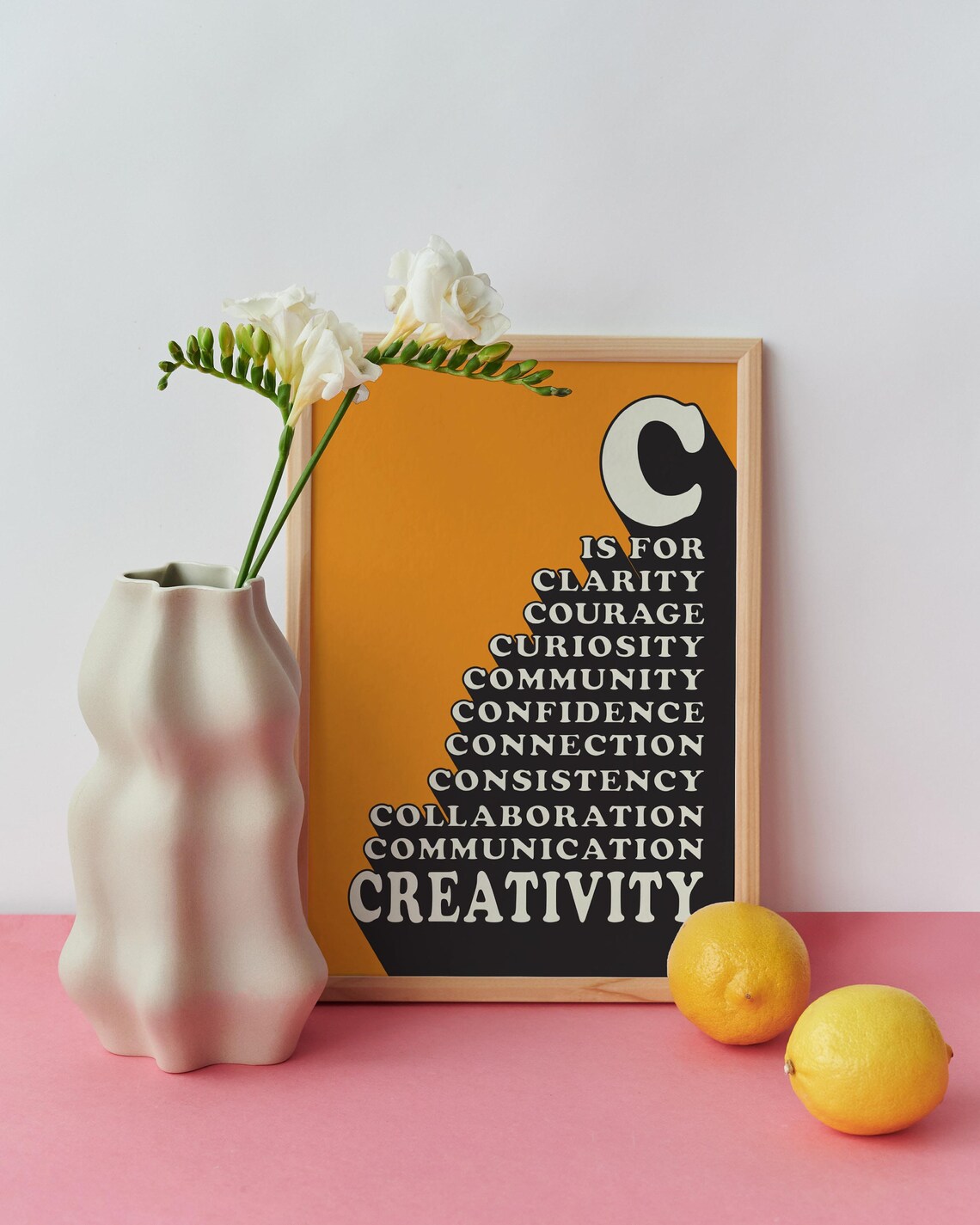 C Is for Clarity Courage Curiosity Retro Orange Alphabet Art Poster - Image 2