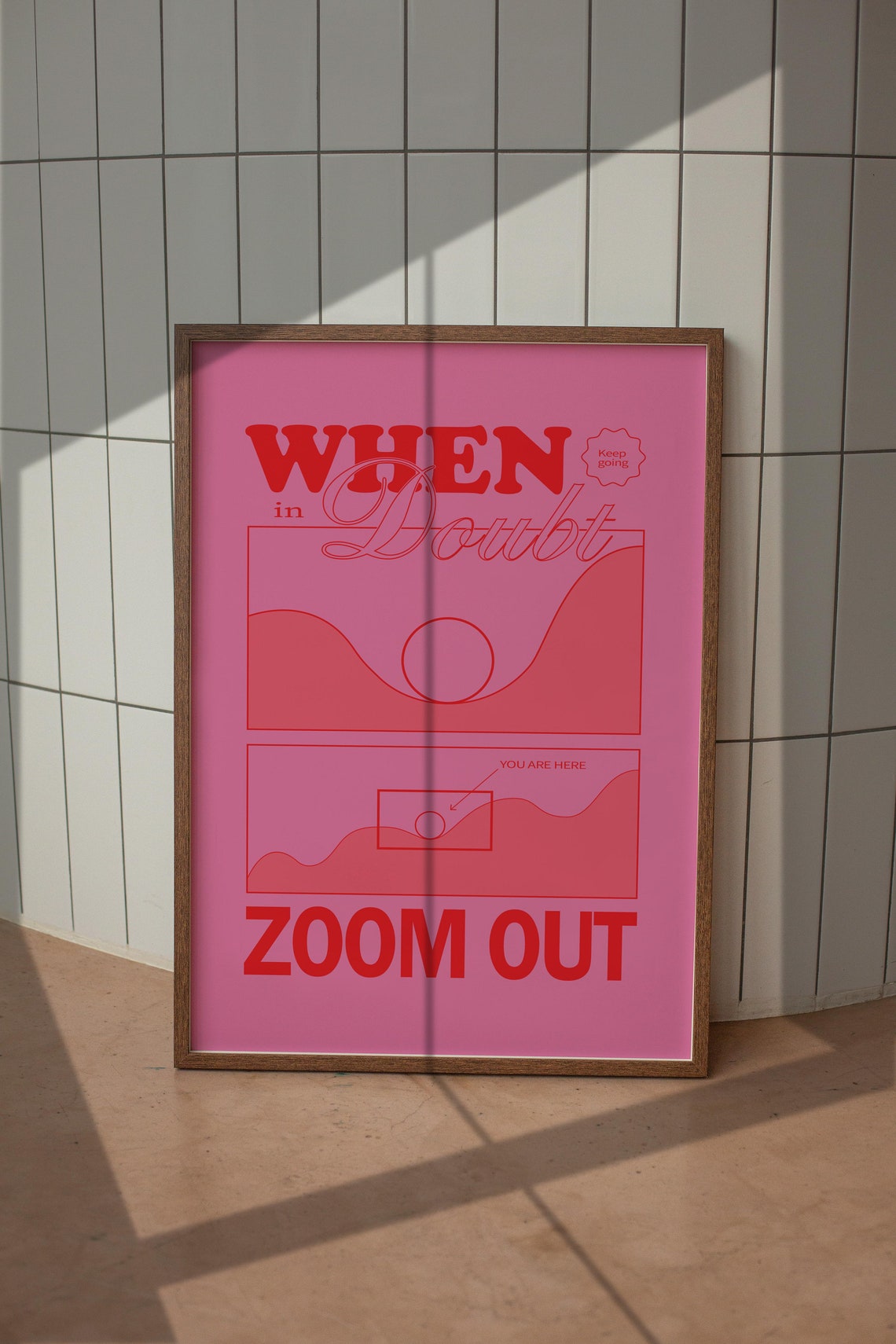 When in Doubt Zoom Out Pink Red Motivational Typography Quote Poster - Image 5