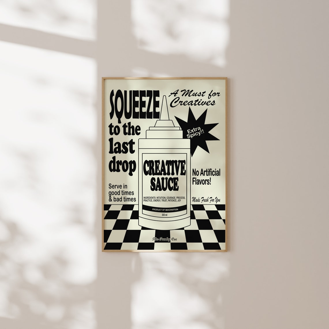Squeeze Creative Sauce Monochrome Retro Condiment Ad Art Poster - Image 5