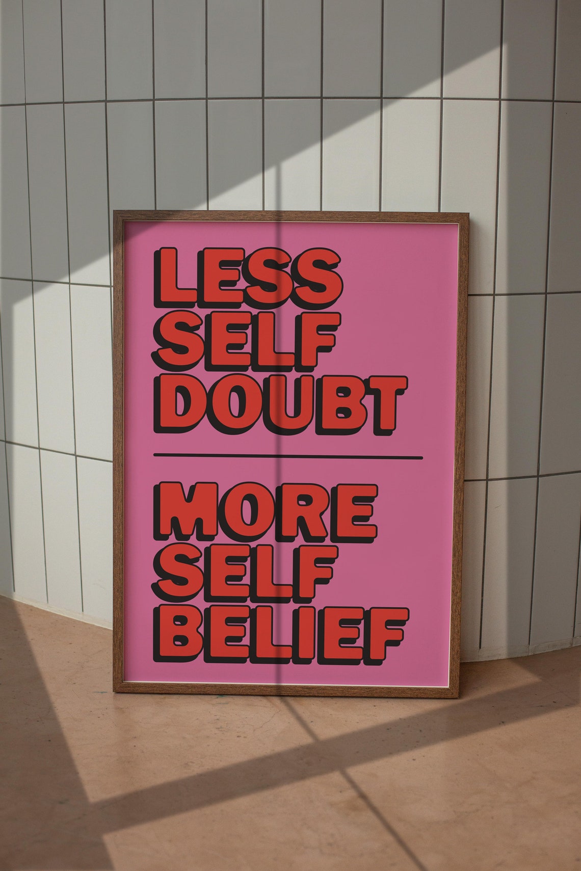 Less Is More Motivational Poster Creativity Quote Pink Wall Art Pink Typography Modern Room Decor Large Art - Image 5