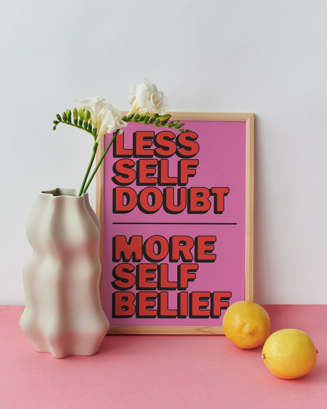 Less Is More Motivational Poster Creativity Quote Pink Wall Art Pink Typography Modern Room Decor Large Art - Image 2