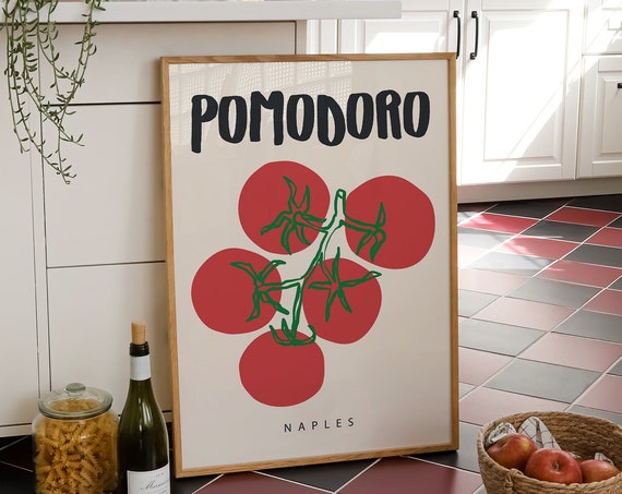 Retro Tomato Print Trendy Tomato Poster Modern Kitchen Print Vegetable Art Print Kitchen Decor Wall Art