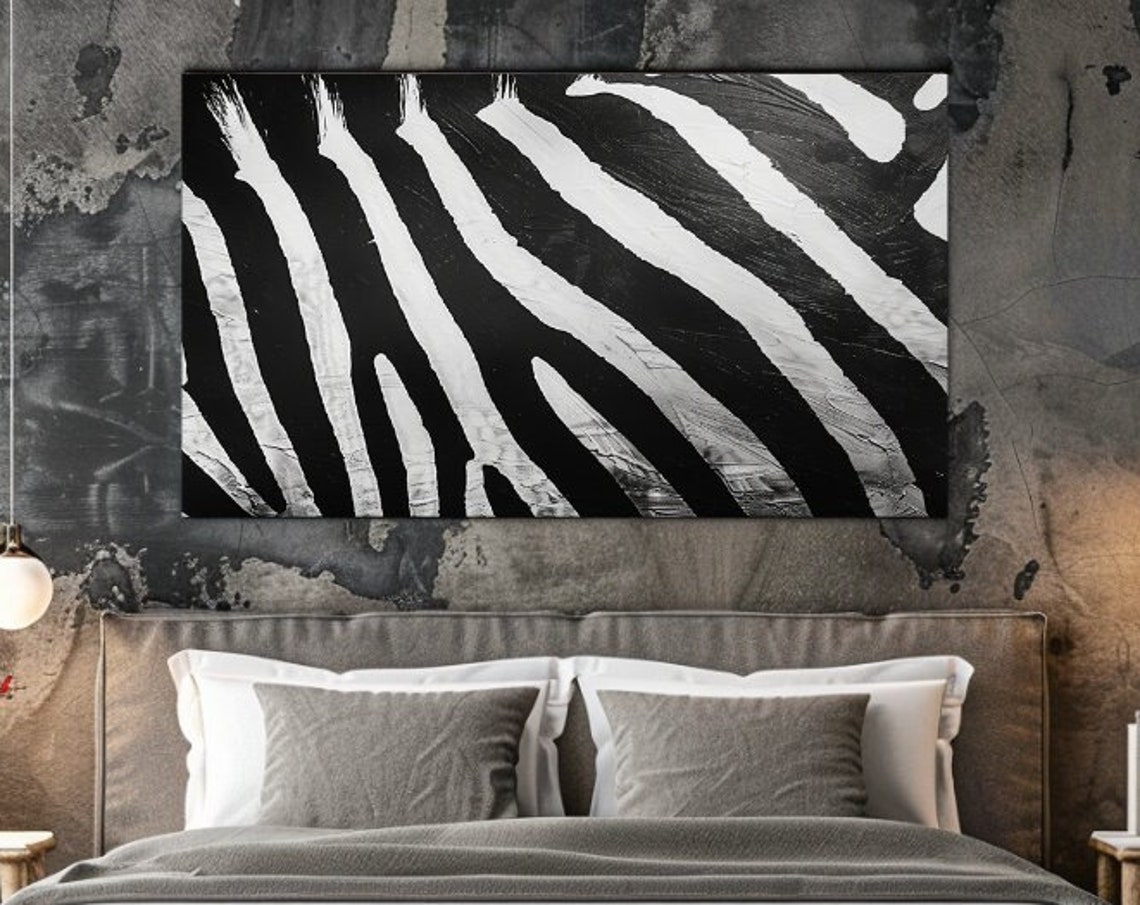 Zebra Stripes Black White Close Up Animal Pattern Bold Wall Art Poster