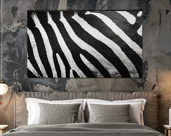 Zebra Stripes Black White Close Up Animal Pattern Bold Wall Art Poster