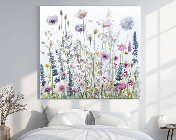 Wild Spring Flowers, Lila Botanical Wall Art Print
