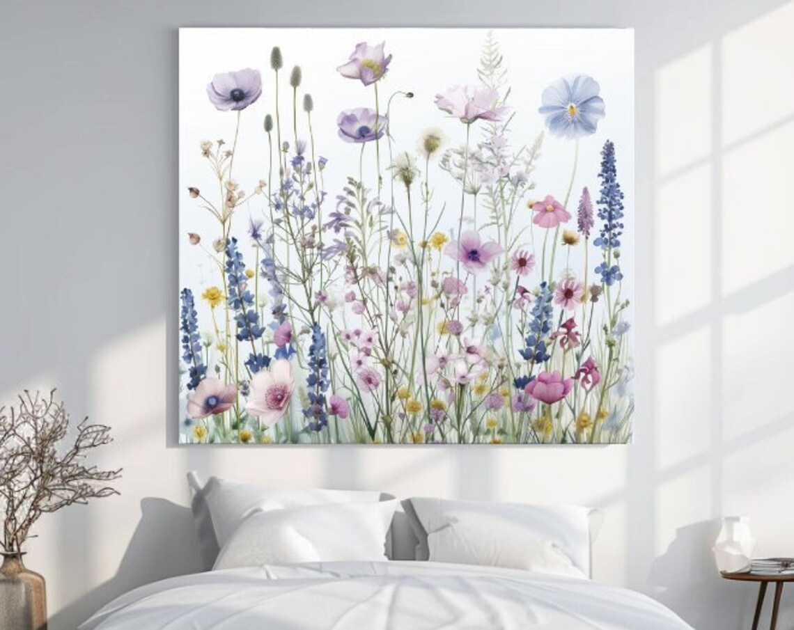 Wild Spring Flowers, Lila Botanical Wall Art Print
