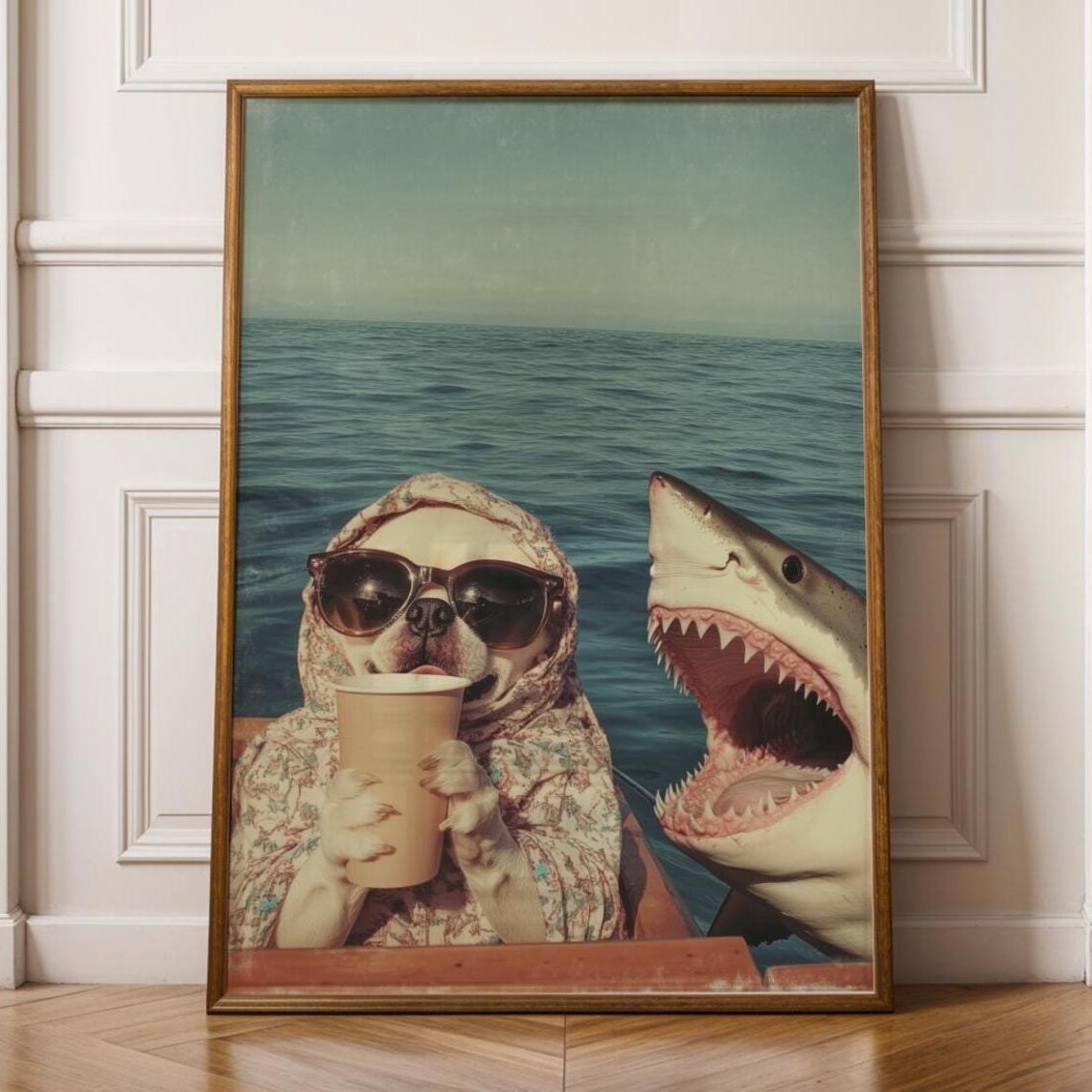Funny Pug And Wall Art Animal Quirky Print Poster Maximalist Humorous