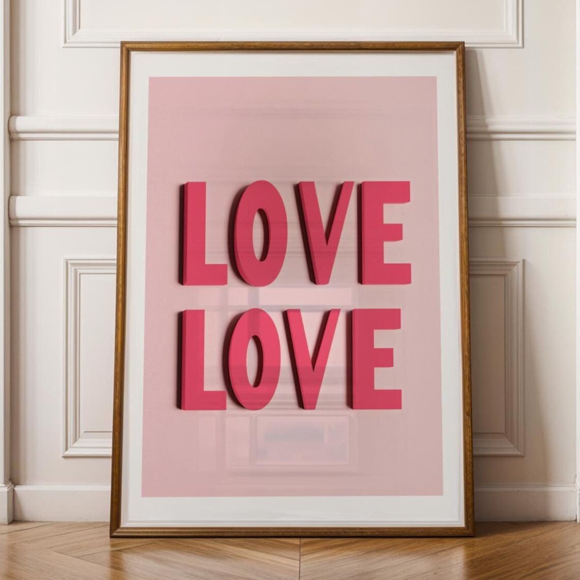 Bold Pink 3D Love Love Lettering Poster For Romantic Bedrooms