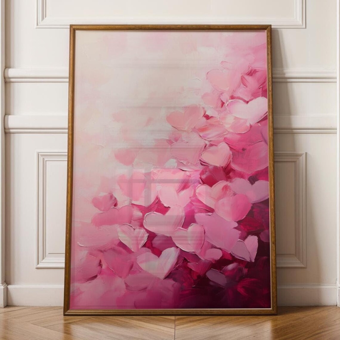 Romantic Abstract Heart Painting, Bedroom Wall Art Print