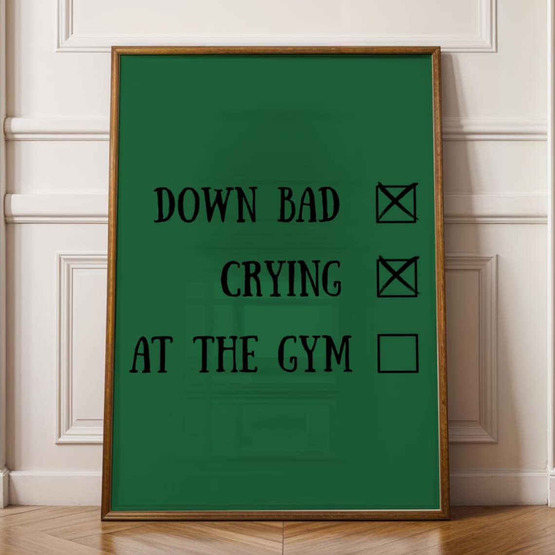 Down Bad Crying At The Gym Funny Meme Fitness Checklist Poster