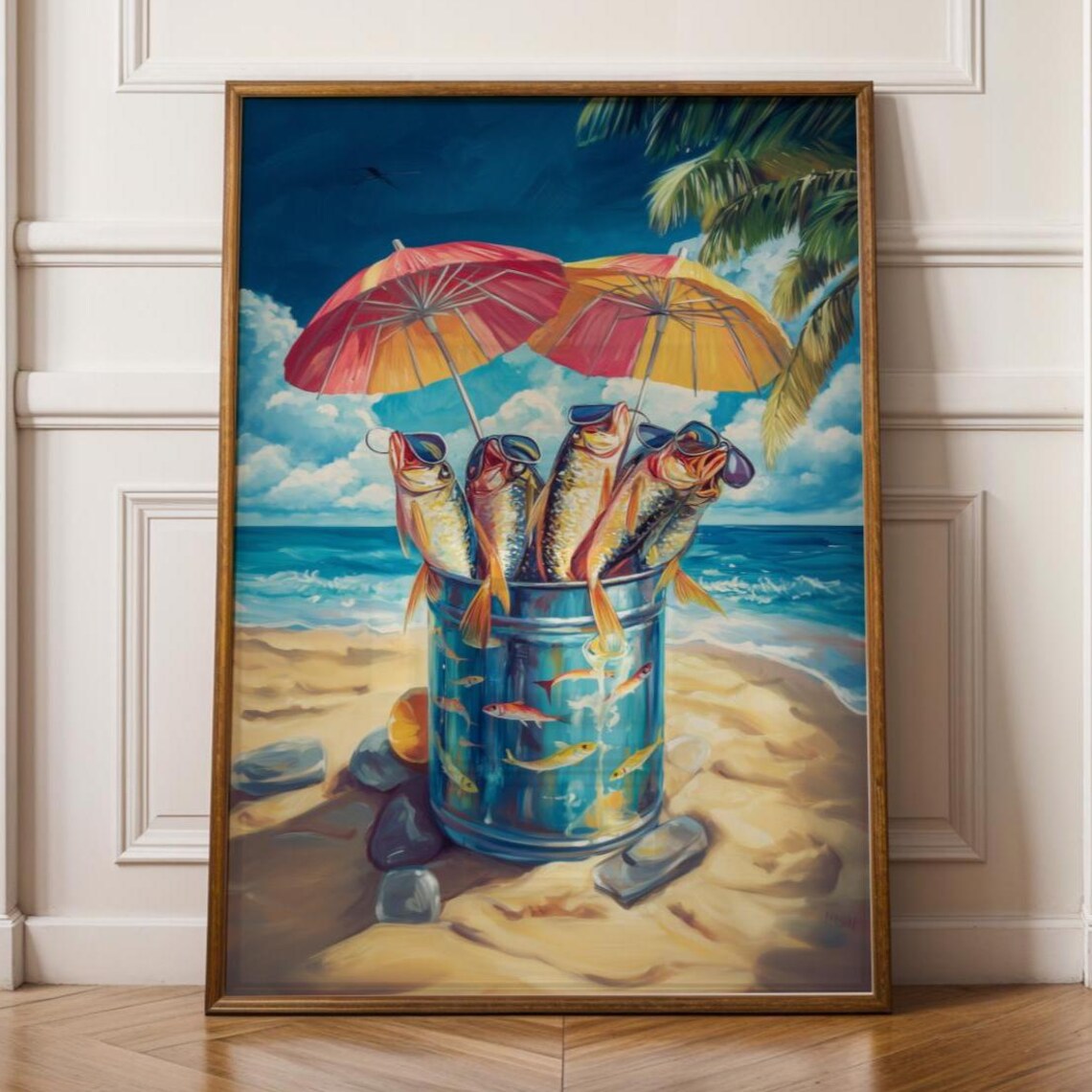 Funny Sardine Dopamine Art Print, Whimsical Fish Decor