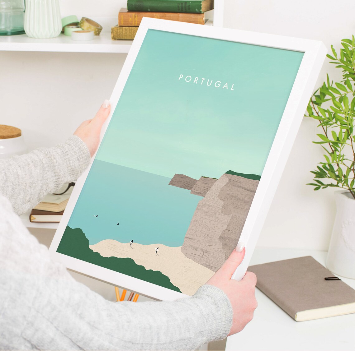 Portugal Minimalist Coastal Landscape Travel Poster - Image 4