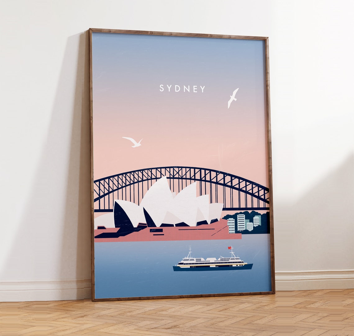 Sydney Australia Opera House Harbour Bridge Ferry Sunset Poster