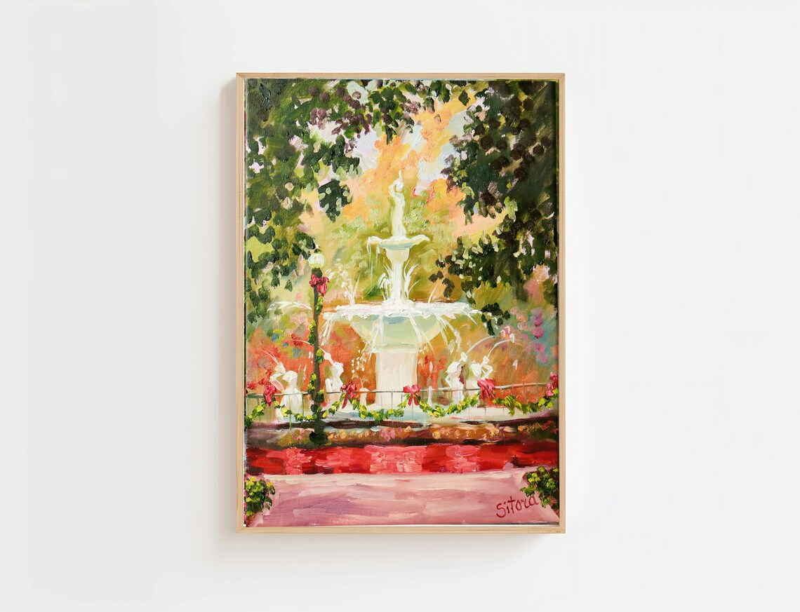 Forsyth Park Fountain Poster, Savannah Landmark