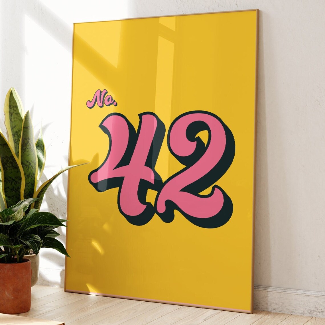Colourful House Number Print, Retro Hallway Art Print