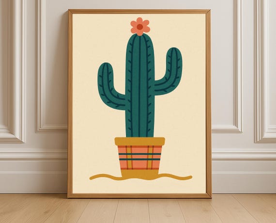 Cactus Nursery Wall Art Boho Desert Kids Room Playroom Decor Southwestern Poster Gender Neutral Instant