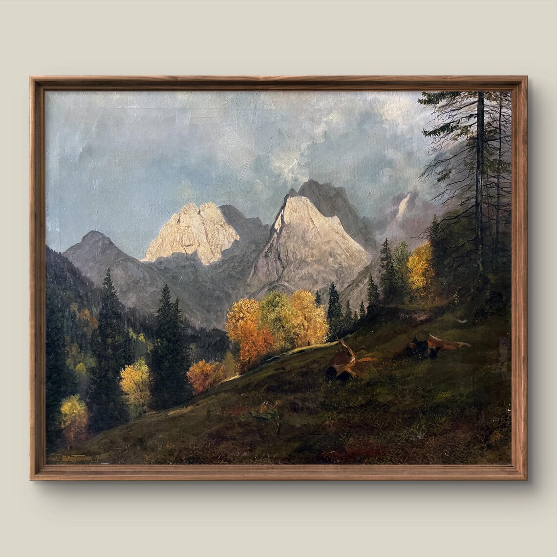Autumn Mountain Valley Fall Foliage Vintage Landscape Painting Poster