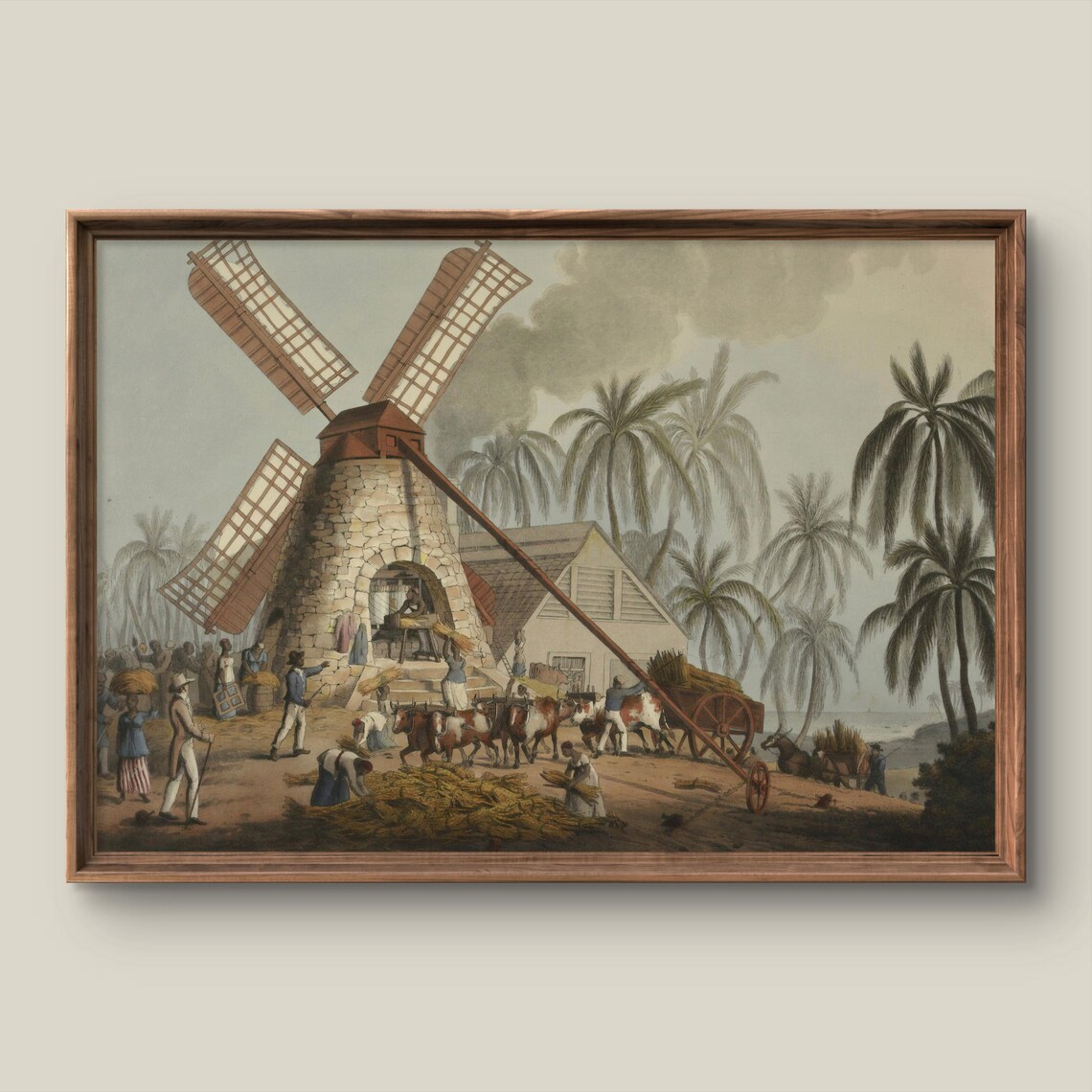Vintage Caribbean Landscape Art Print Retro Wall Decor Antique Painting Summer Instant