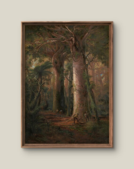 Vintage Tropical Landscape Art Print Retro Wall Decor Antique Summer Painting Rainforest Instant