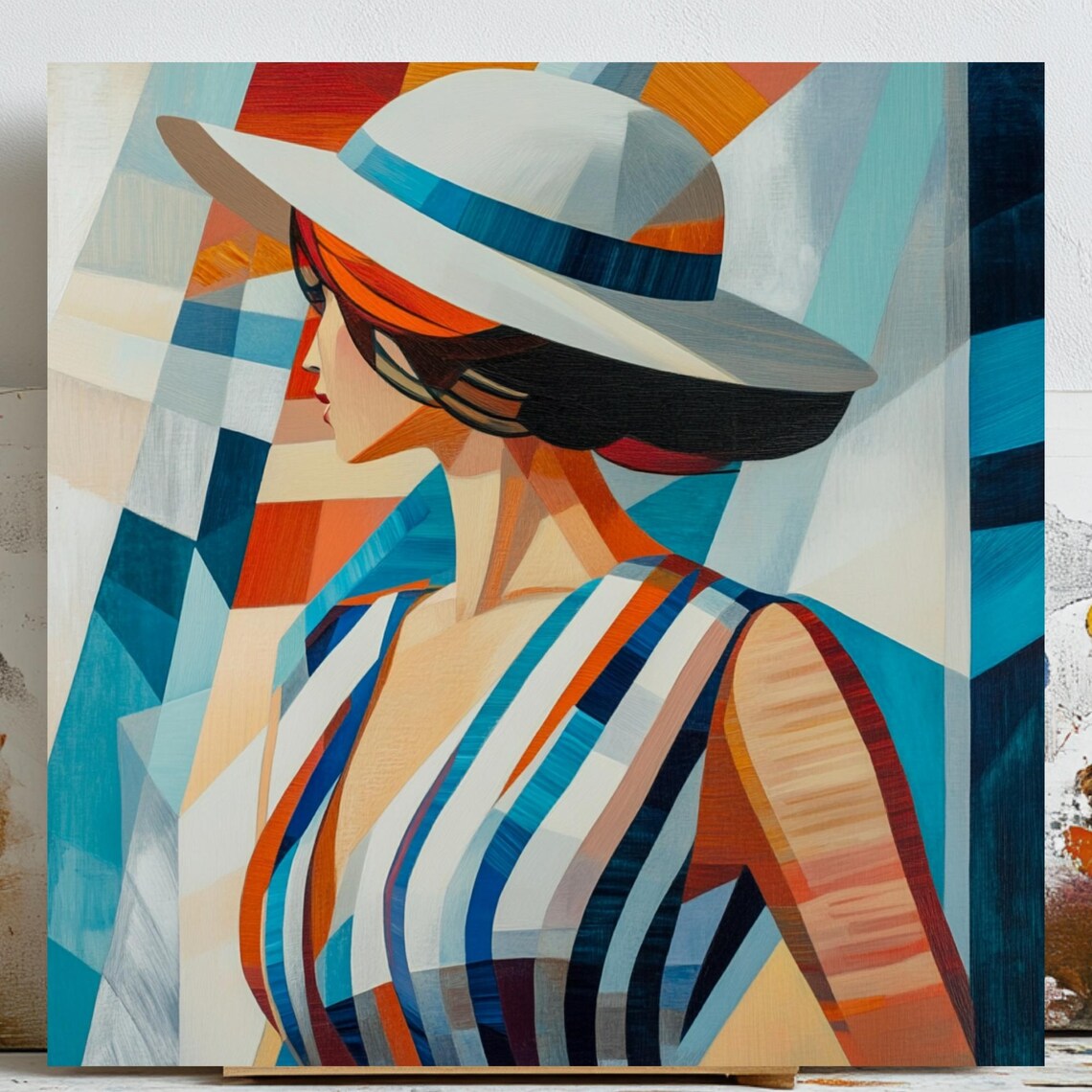 Abstract Woman In Sunhat, Modern Minimalist Poster