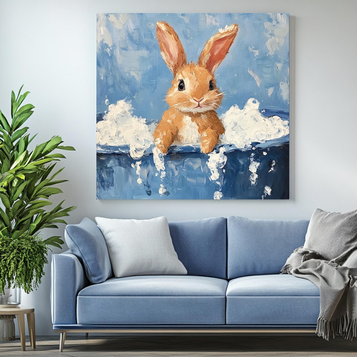 Bunny Bathroom Wall Art, Funny Rabbit Decor - Image 2