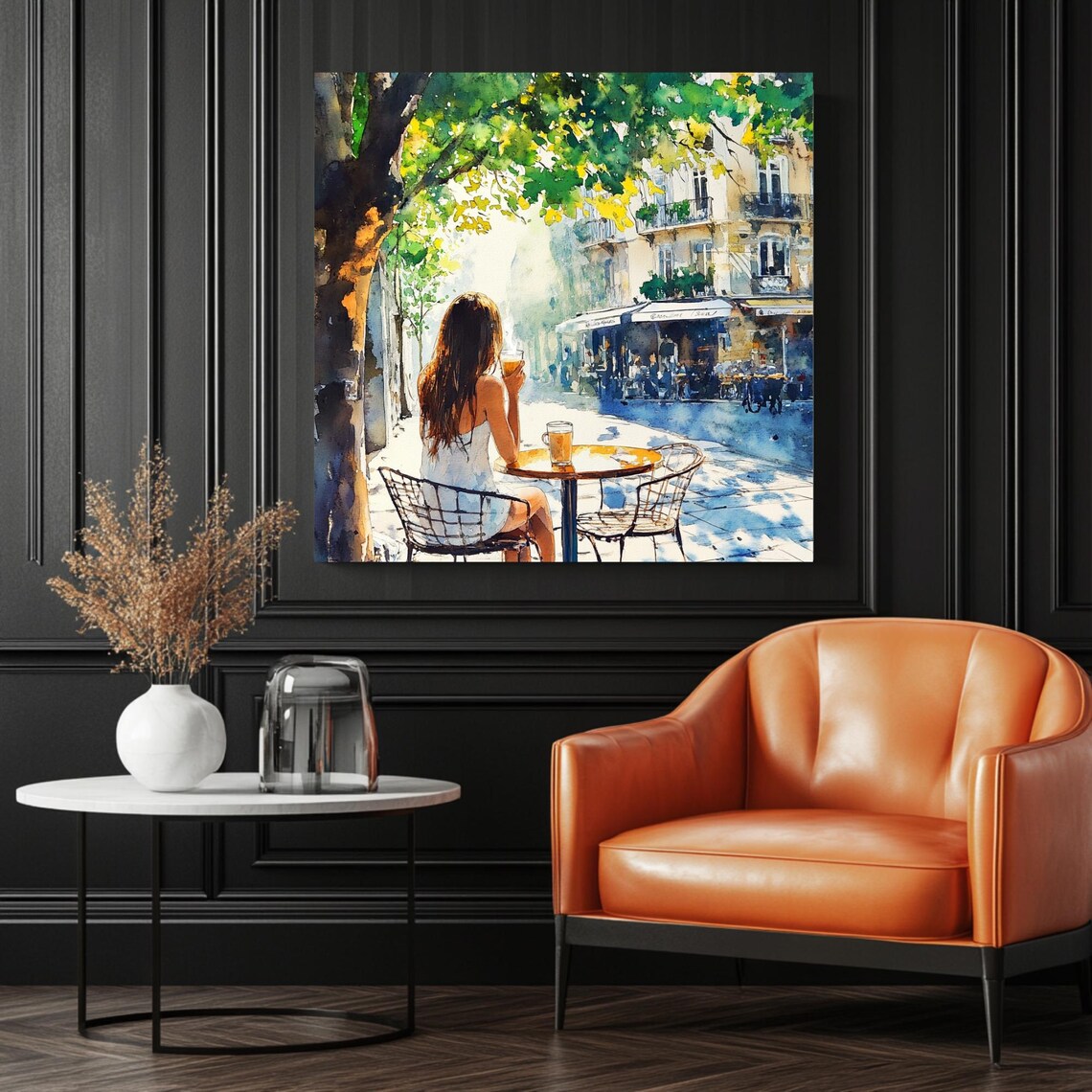 Woman Drinking Coffee, Vintage Paris Cafe Art Print - Image 3