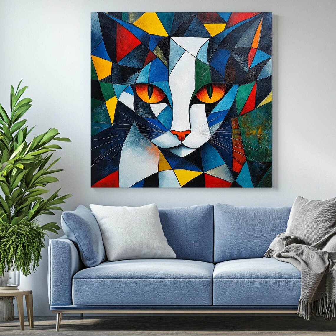Abstract Cat Art Print, Modern Living Room Decor - Image 2