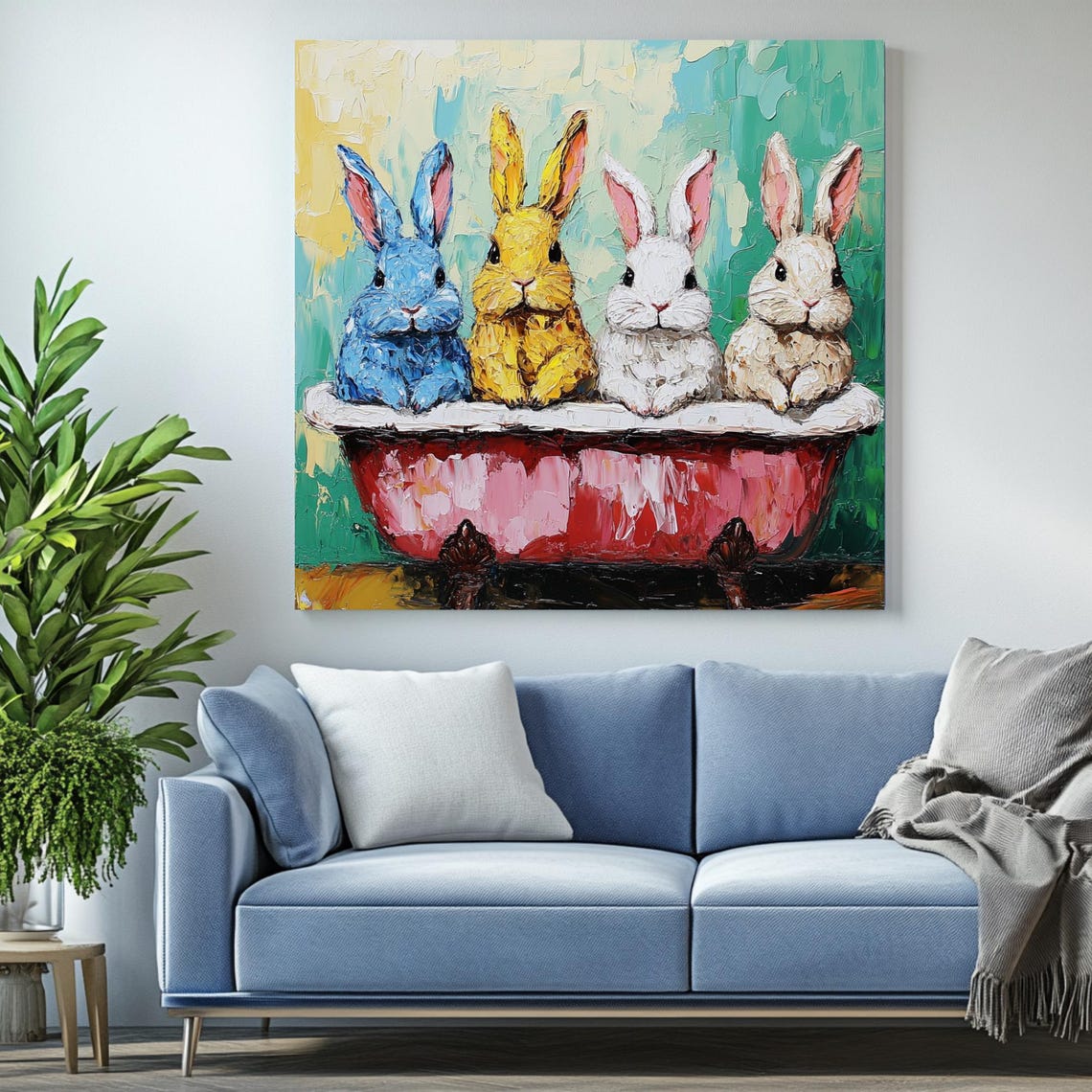 Rabbit Bathroom Decor, Vintage Animal Art Print - Image 2