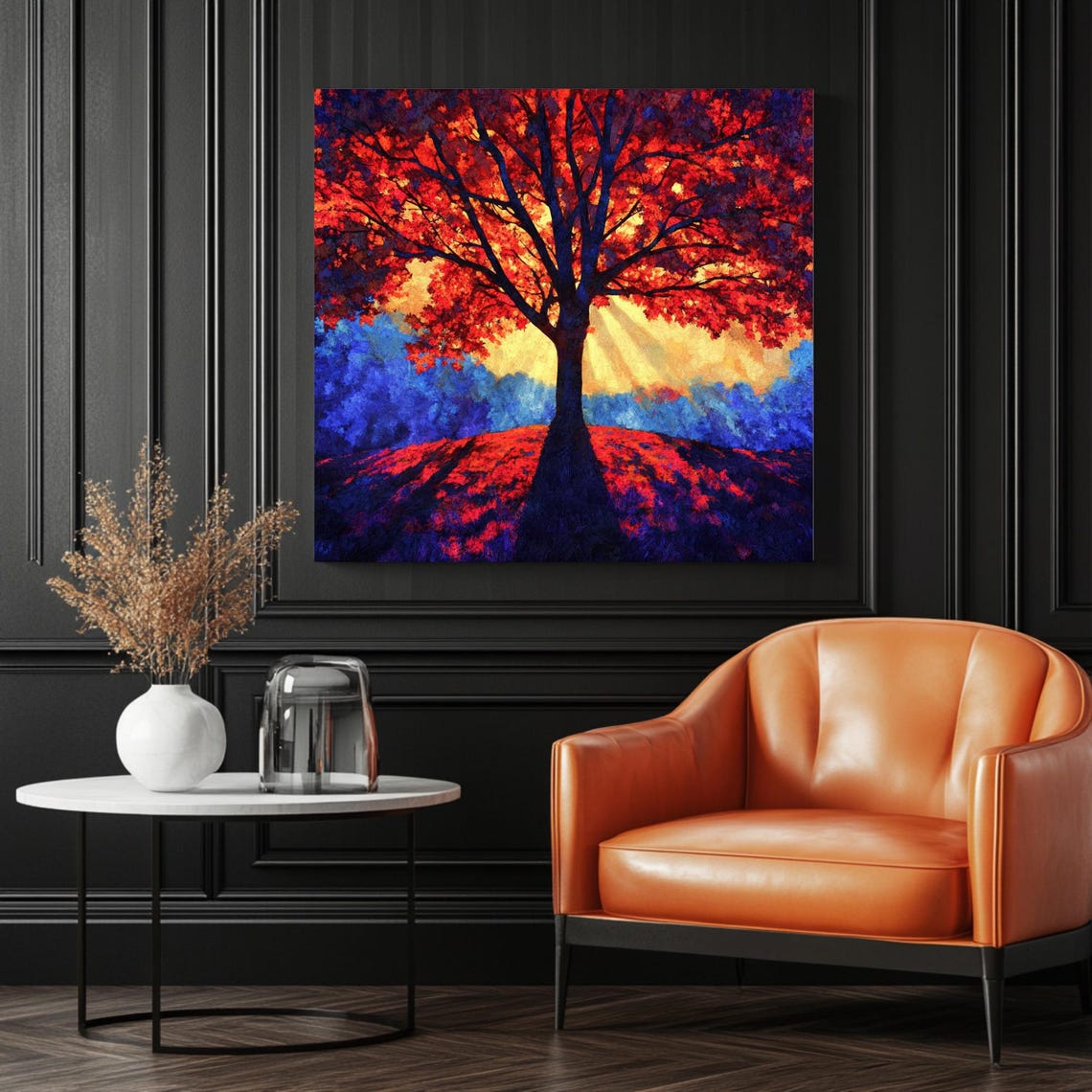 Autumn Tree Art Print, Sunset Forest Landscape - Image 3