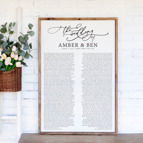 Wedding Vows Custom Wedding Print, Anniversary Gift