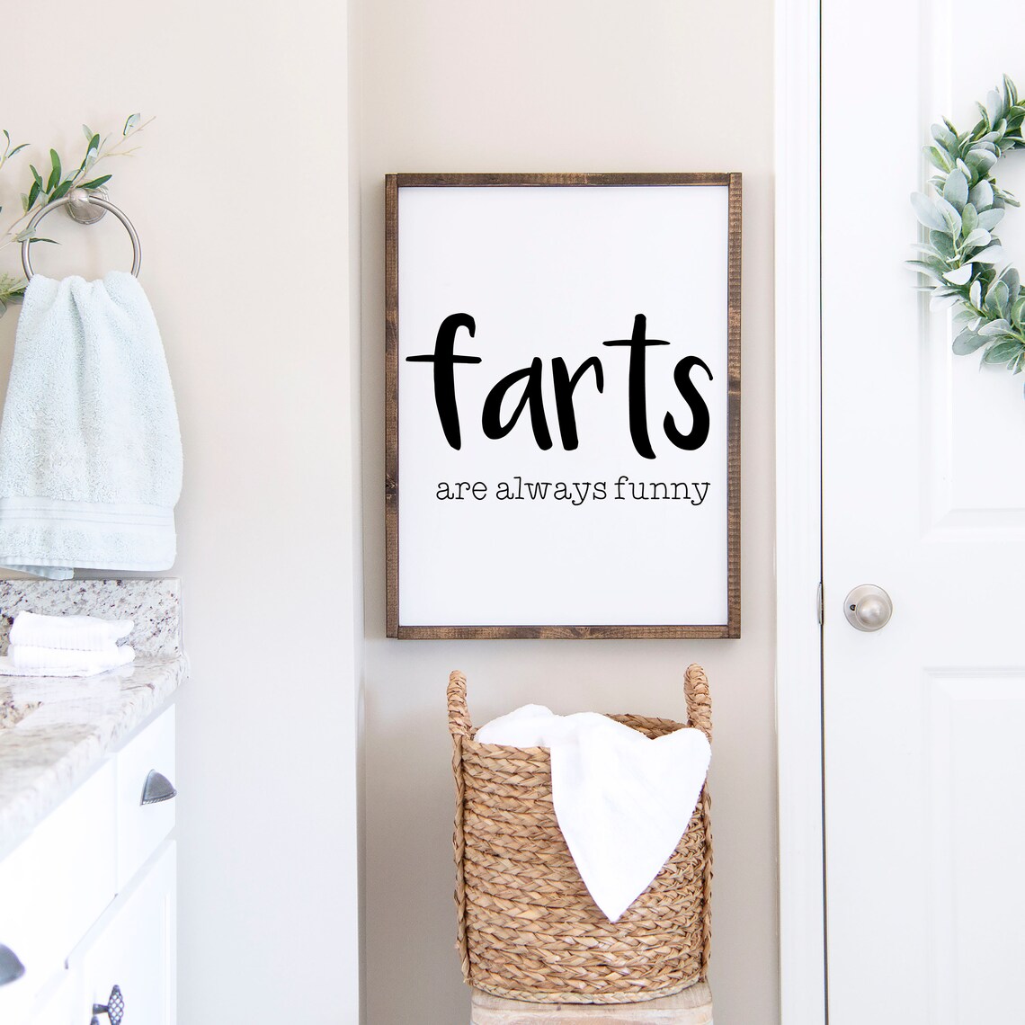 Farts Are Always Funny Funny Bathroom Home Decor Framed Wall Decor Background Color Stain Options Dad Jokes - Image 3