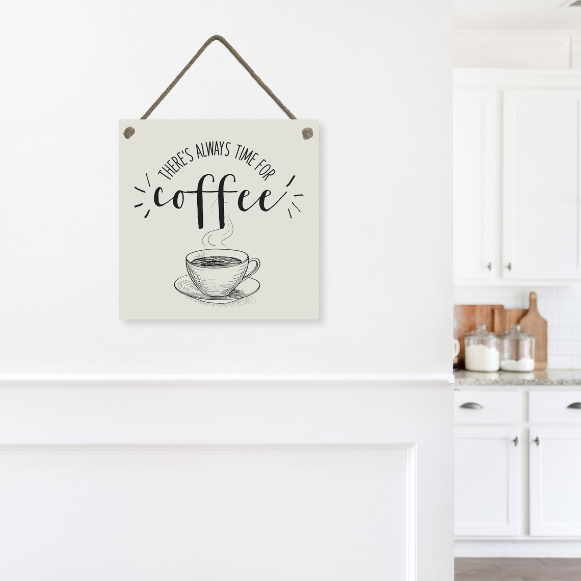 There's Always Time For Coffee Cup Sketch Kitchen Decor Poster - Image 2