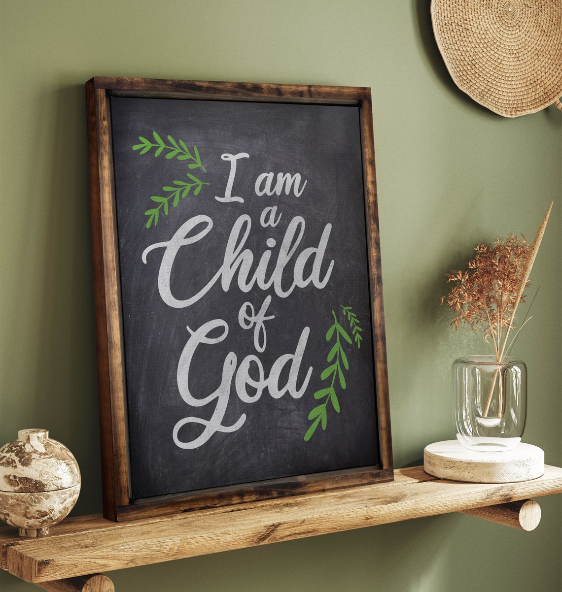 I Am A Child Of God Faux Chalkboard Framed Wall Decor Religious Wall Decor Easter Decor Vacation Bible School Wall Hangings - Image 3