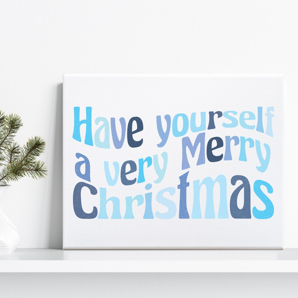 Have Yourself a Very Merry Christmas Blue Retro Script Poster