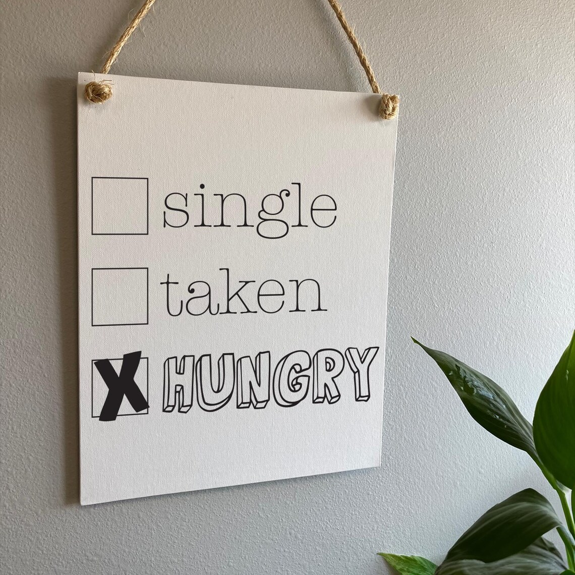 Single Taken Hungry Checkbox Funny Kitchen Foodie Humor Wall Art - Image 2
