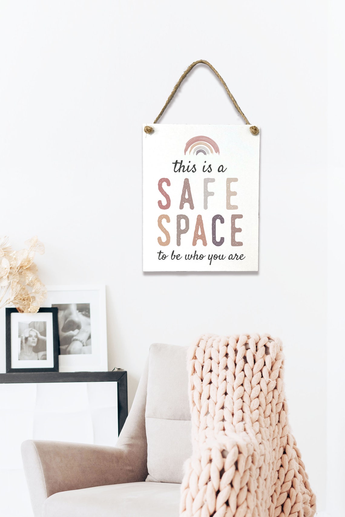 This Is a Safe Space Rainbow Kids Playroom Quote Wall Art Decor - Image 2