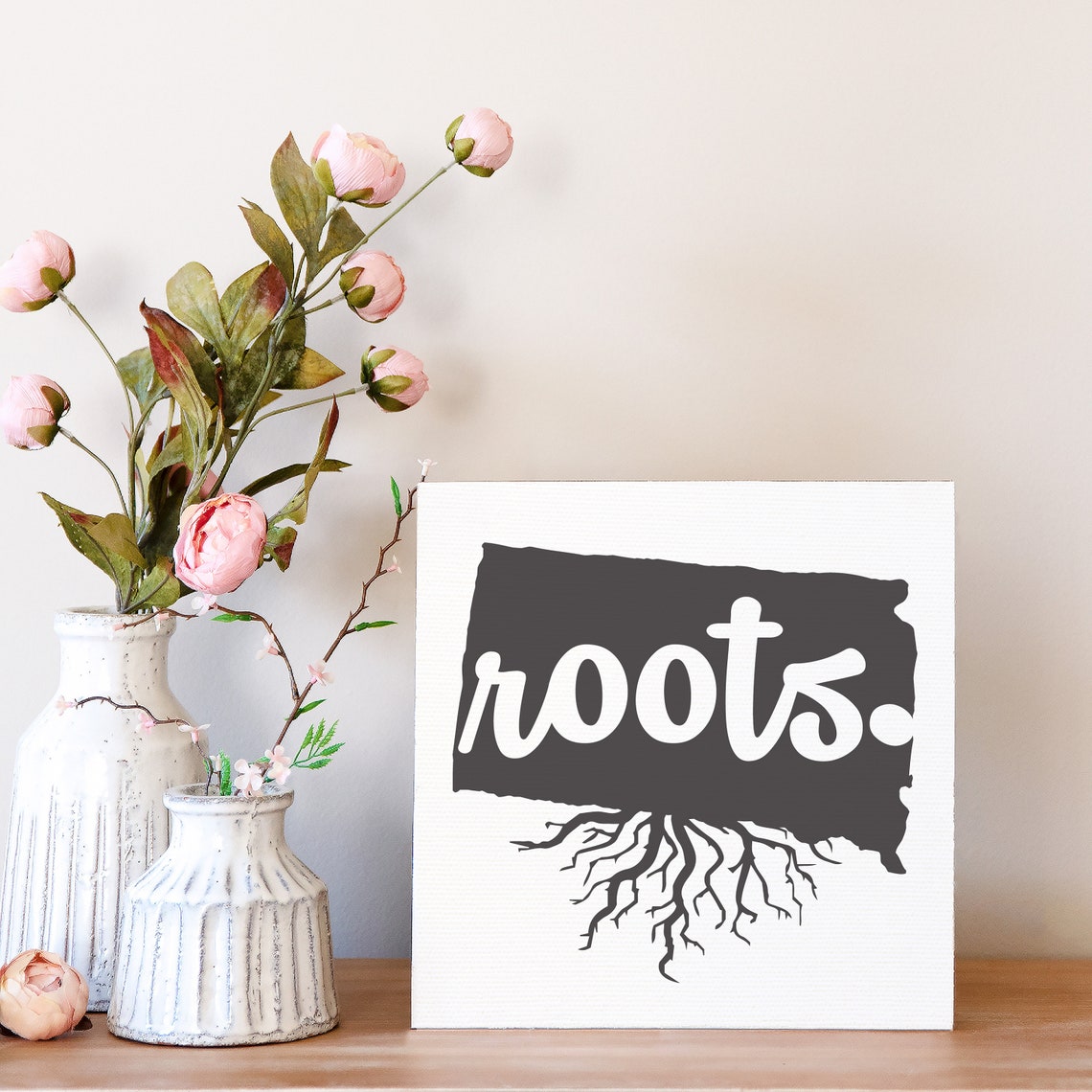 South Dakota Roots State Silhouette Rustic Home Decor Poster - Image 3