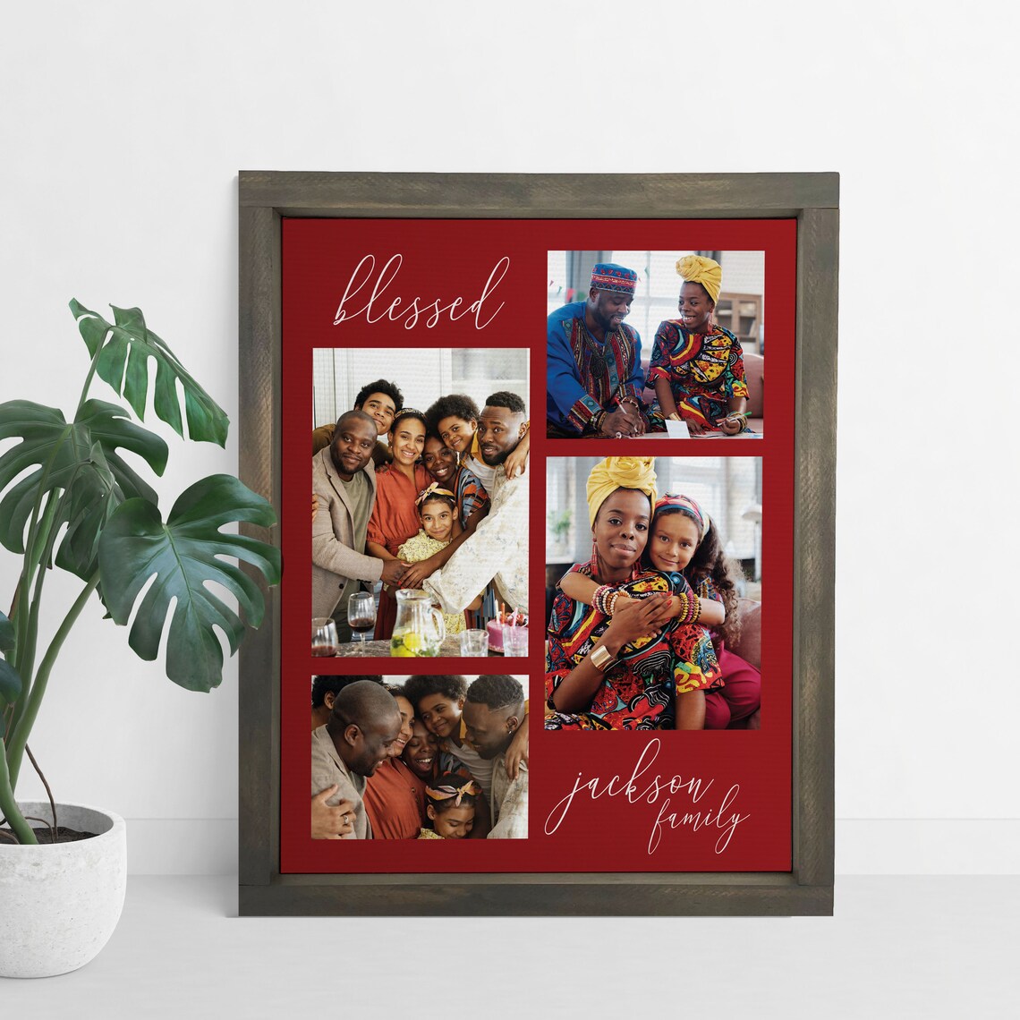 "Blessed Carlson Family" Photo Collage Canvas Family Picture Poster - Image 3