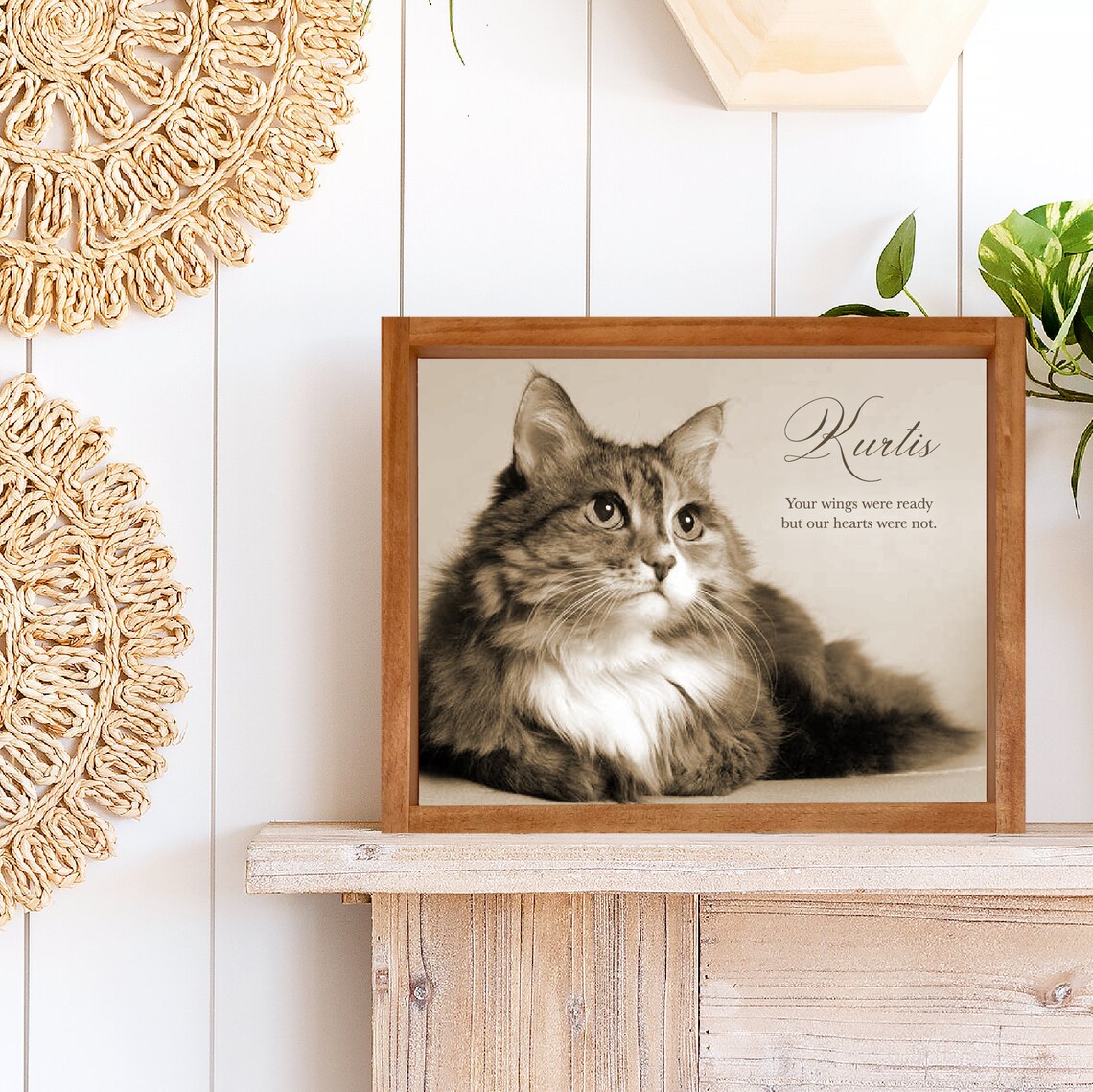 Sepia Pet Memorial Portrait With Poem Your Photo and Name Poster - Image 3