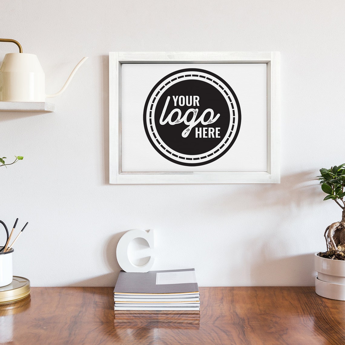 Custom Business Logo on Canvas Personalized Wood Framed Sign Wall Poster - Image 2