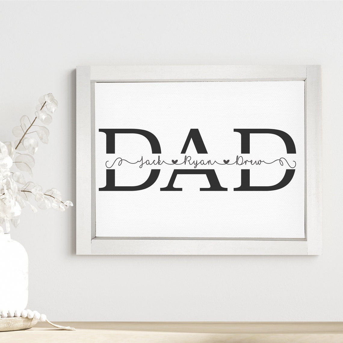 DAD Split Monogram with Kids Names Custom Father's Day Gift Poster