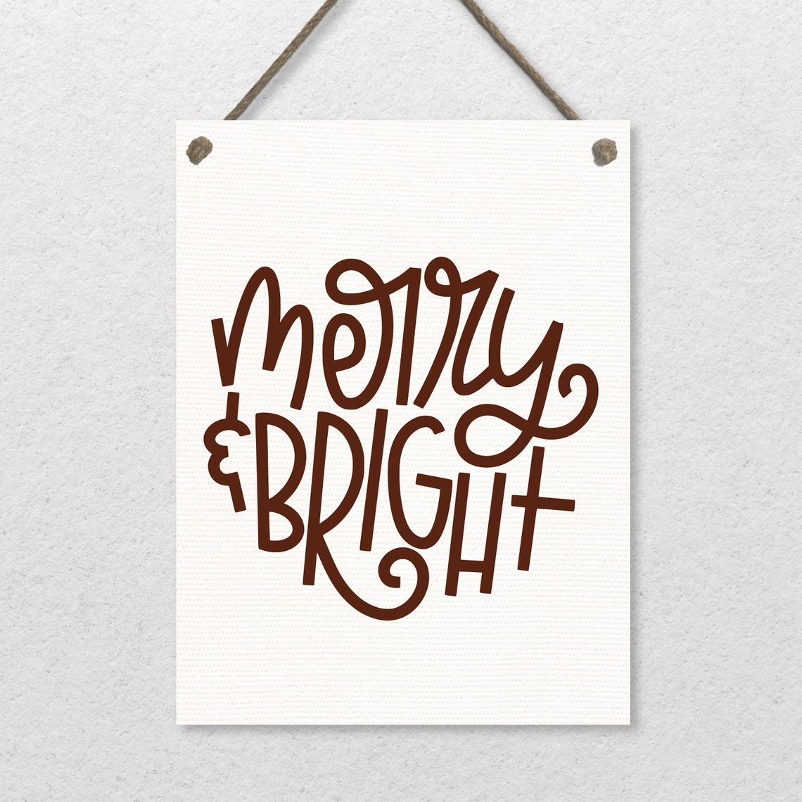 Merry and Bright Script Christmas Dark Wood Holiday Sign Poster - Image 2