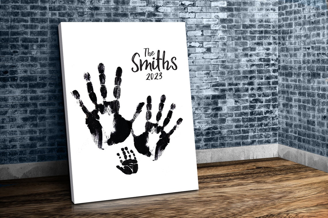 Custom Family Handprint Portrait Art Personalized With Name And Year Print - Image 3