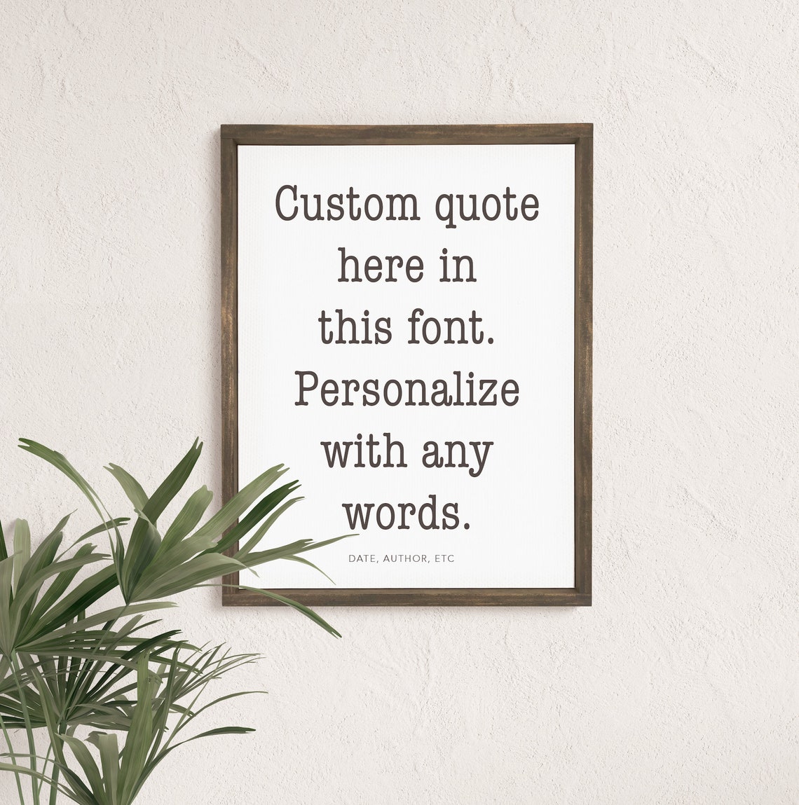 Personalized Custom Quote in Typewriter Font Framed Sign Poster