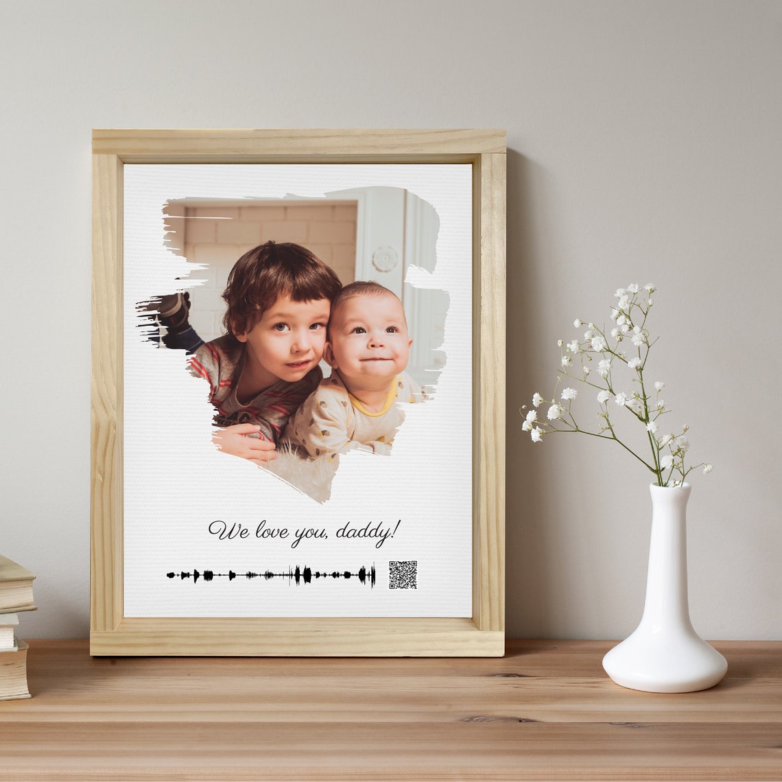 Custom Soundwave Art Photo with QR Code Personalized Voice Gift Poster