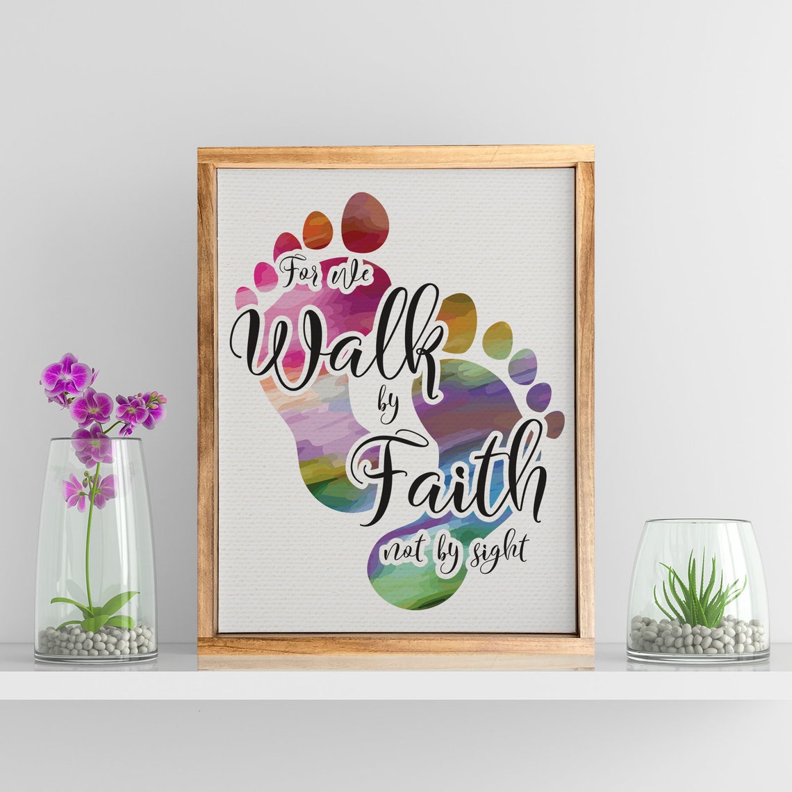For We Walk By Faith Not By Sight Colorful Faith Quote Wall Art