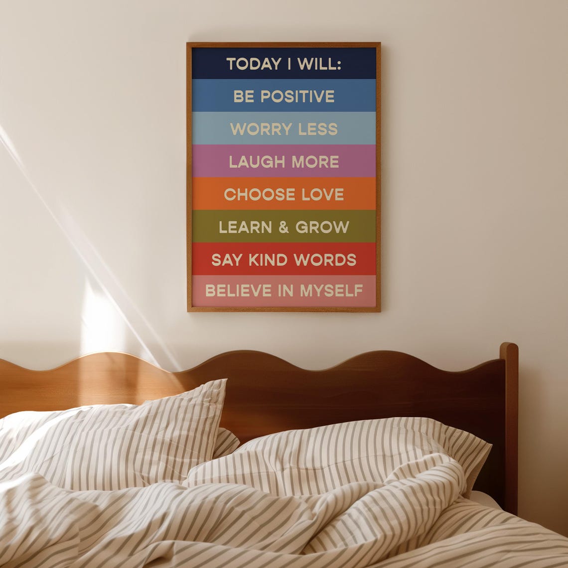 Today I Will Be Positive Daily Affirmation Quote Poster for Office