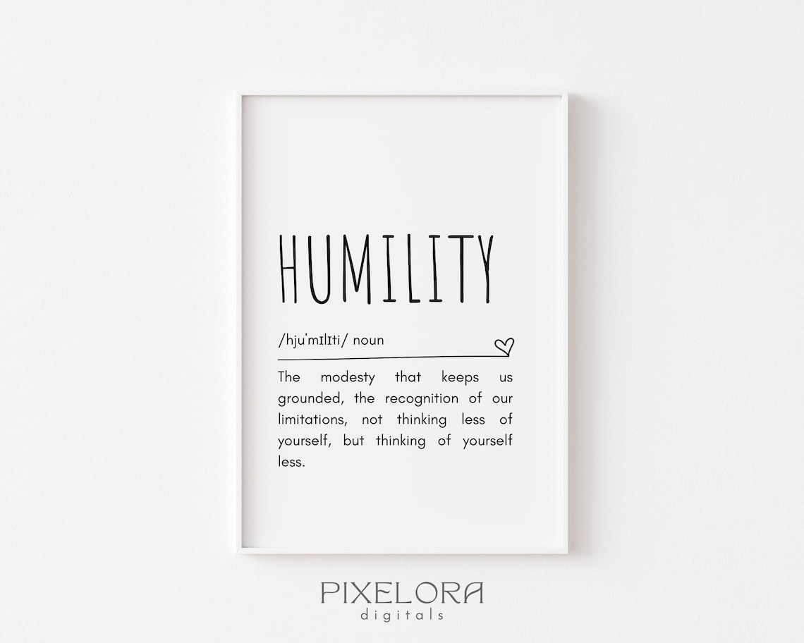 Humility Definition Print Modesty Minimalist Inspirational Quotes Decor