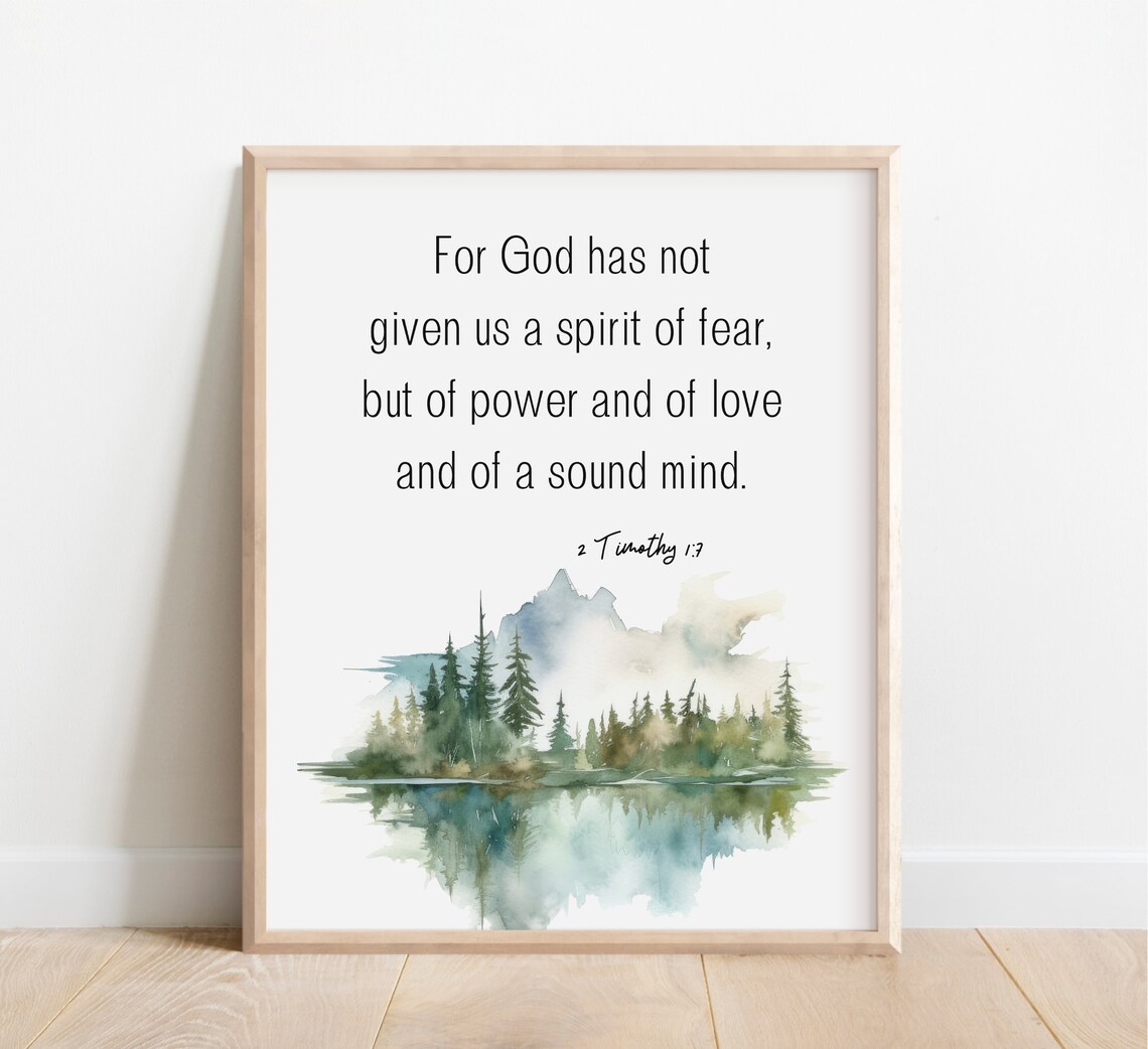 For God Has Not Given Us Fear Poster 2 Timothy 1:7 Watercolor Scripture Art